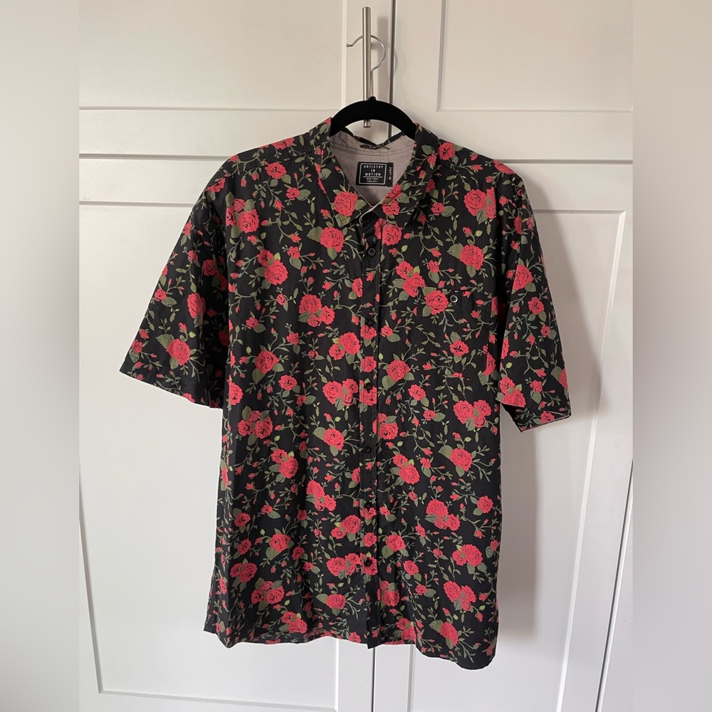 Artistry In Motion/ Slim Fit Button Down Shirt/ Red & Black/ Size XXL